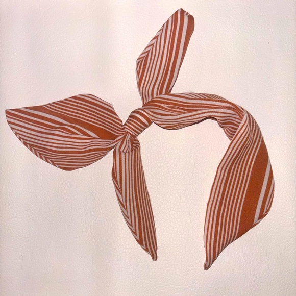 Accessories - **FREE w/ purchase** Sheer Striped Headband with Tie Knot